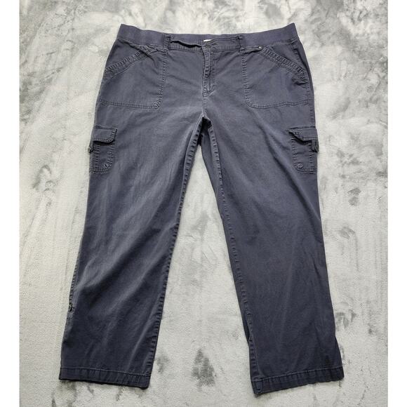 Gloria Vanderbilt Pants Womens 22W Gray Penelope Khaki Unltd. Convertible Cargo - Picture 1 of 15
